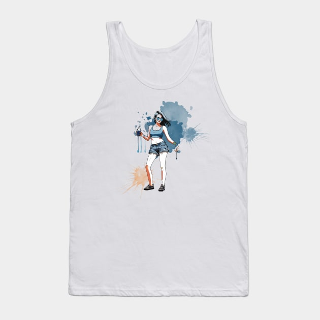 Girl in denim shorts ' Tank Top by Simoes Artistry